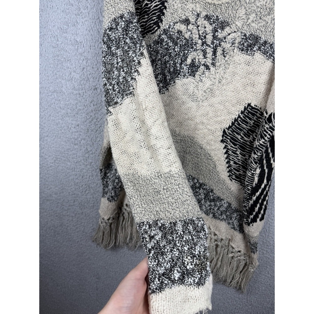 Free People Boho Woven Cotton Blend Women's M/L (approx) Sweater w Fringe - Picture 5 of 10